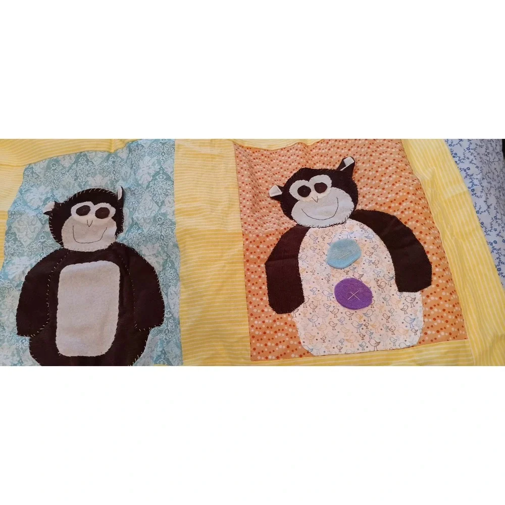 Childs Quilt Handmade Monkeys Patchwork Nursey Crib Lap Blanket Kidcore